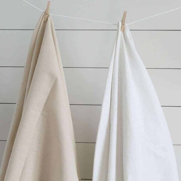 Learn how to bleach drop cloth to make it soft and white in this tutorial