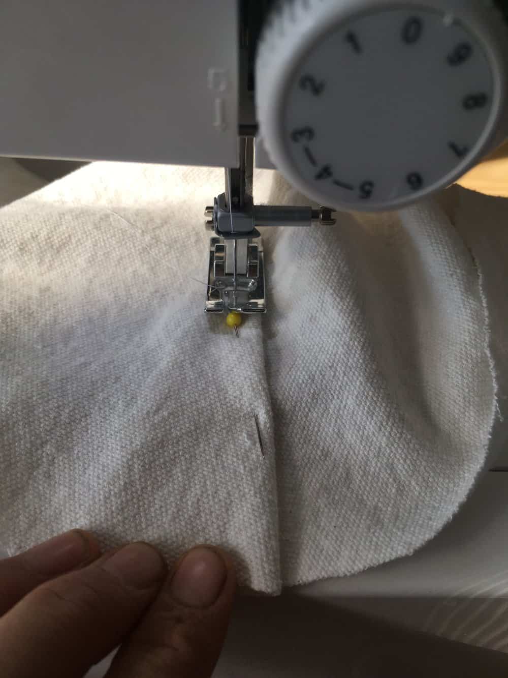 sewing corners of drop cloth