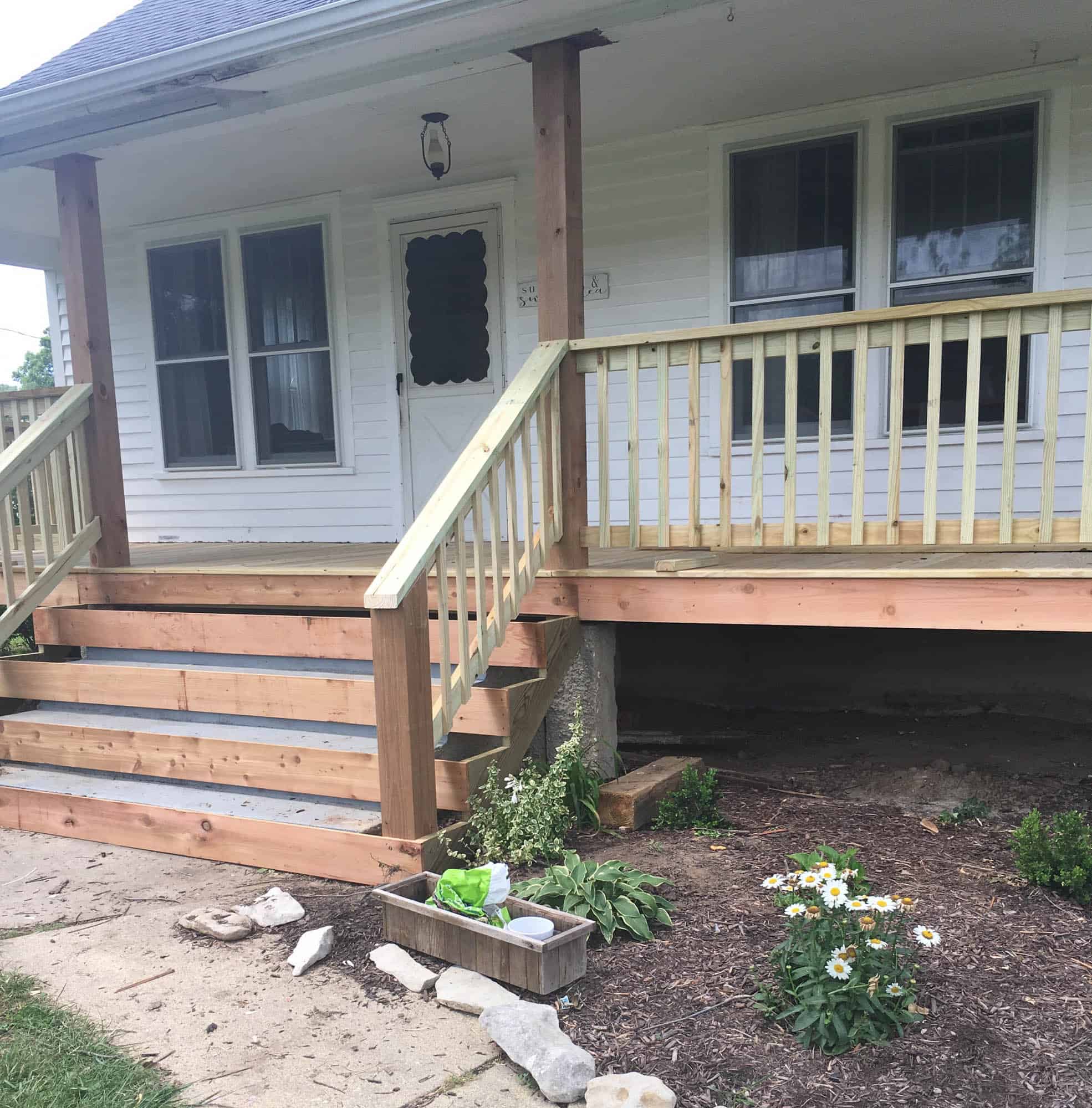 how to wrap front porch concrete stairs with wood