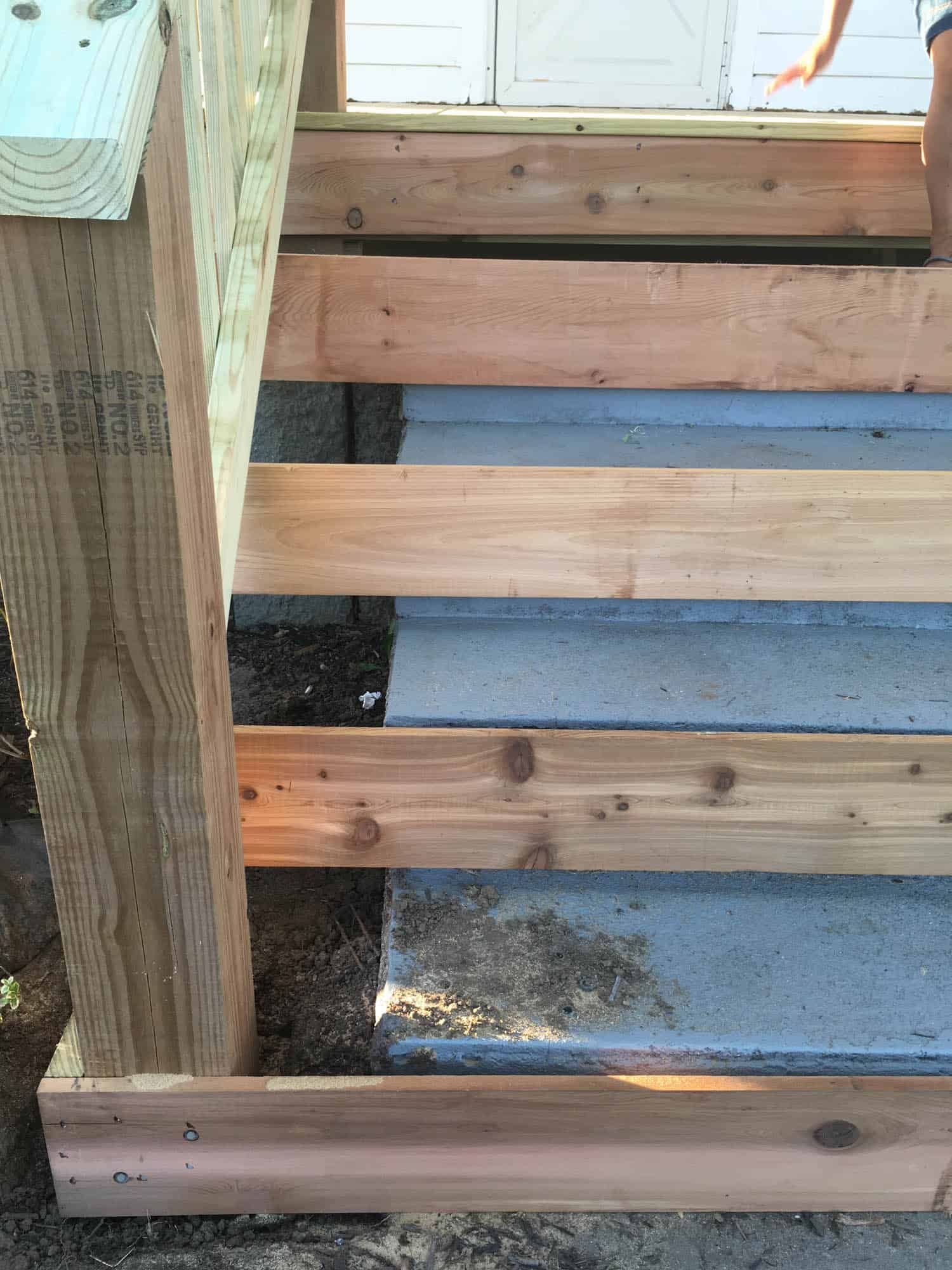 how to wrap front porch concrete stairs with wood