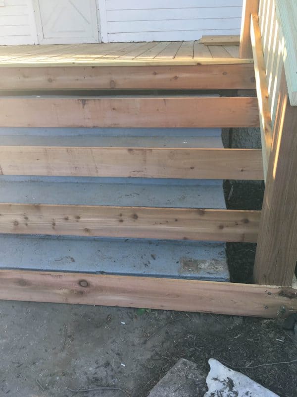 How to Cover Concrete Steps with Wood - Farmhouse on Boone