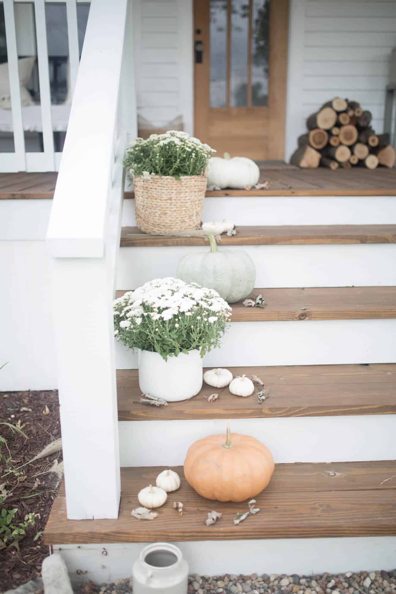 Fall farmhouse front porch decorating with Farmhouse on Boone