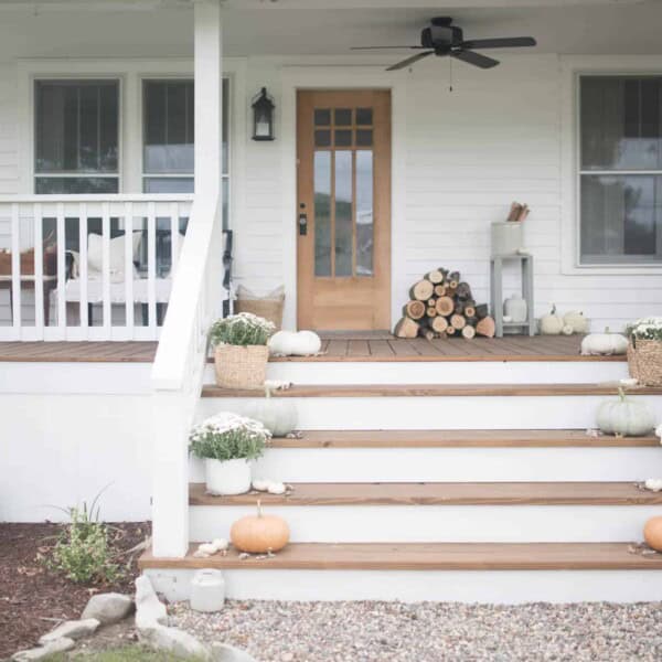 Fall Farmhouse Front Porch Decor with Farmhouse on Boone