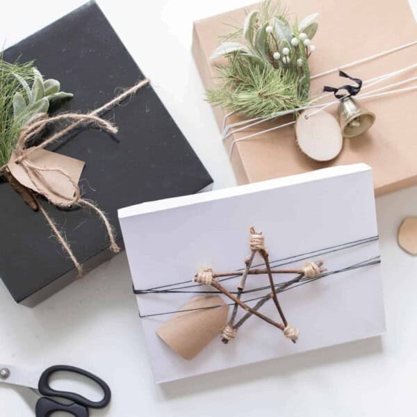 Scandinavian Christmas Gift Wrapping Ideas with DIY Twig Stars