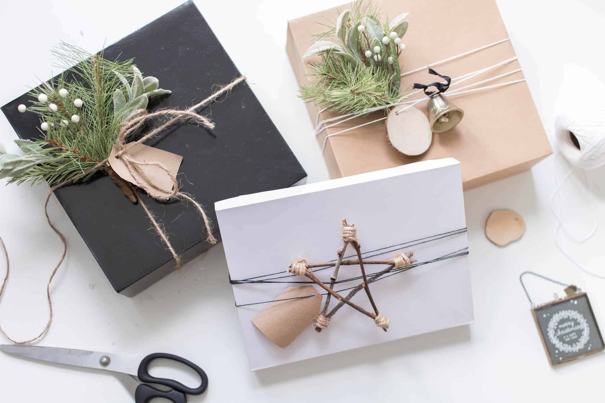 Scandinavian Christmas Gift Wrapping Ideas with DIY Twig Stars
