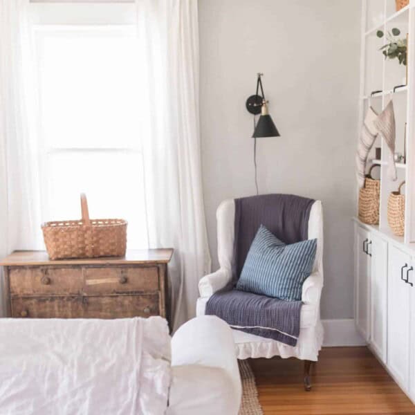 striped Christmas stockings and neutral Christmas decor for living room