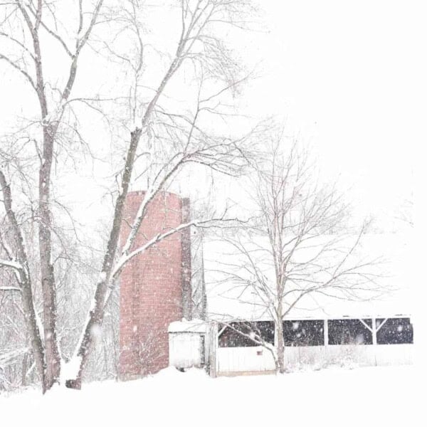 old white barn in the snow farmhouse on boone new homestead