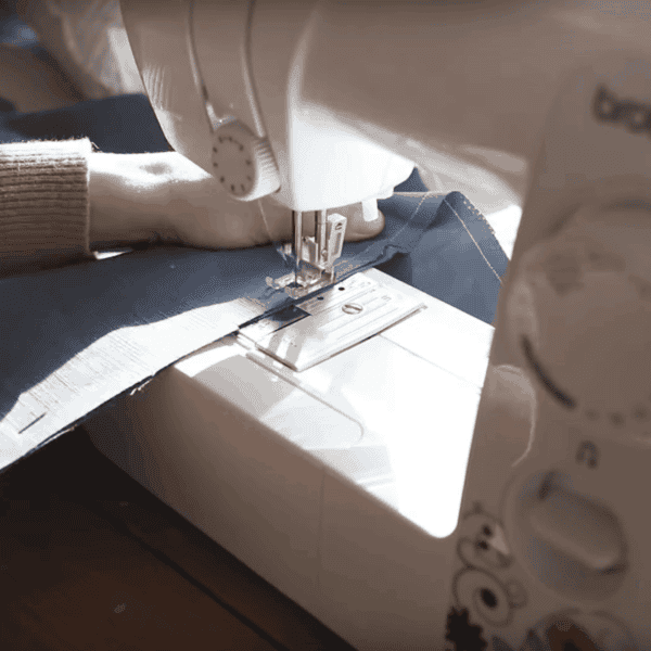 sewing the seam on pillow cover