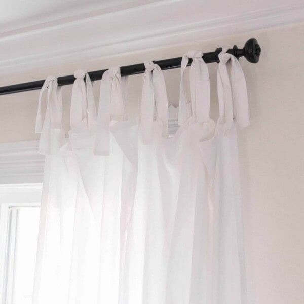 DIY Curtains - white farmhouse tie top curtains