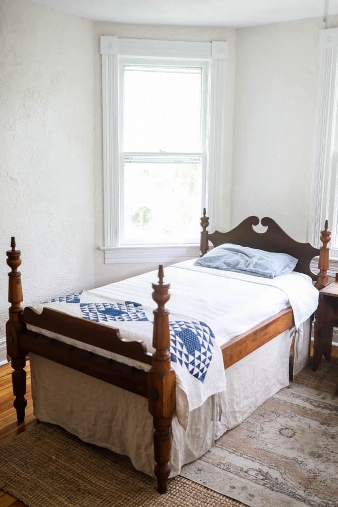 DIY Bed Skirt With Linen - Farmhouse on Boone