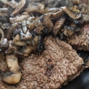 round steak with caramelized onions and mushrooms