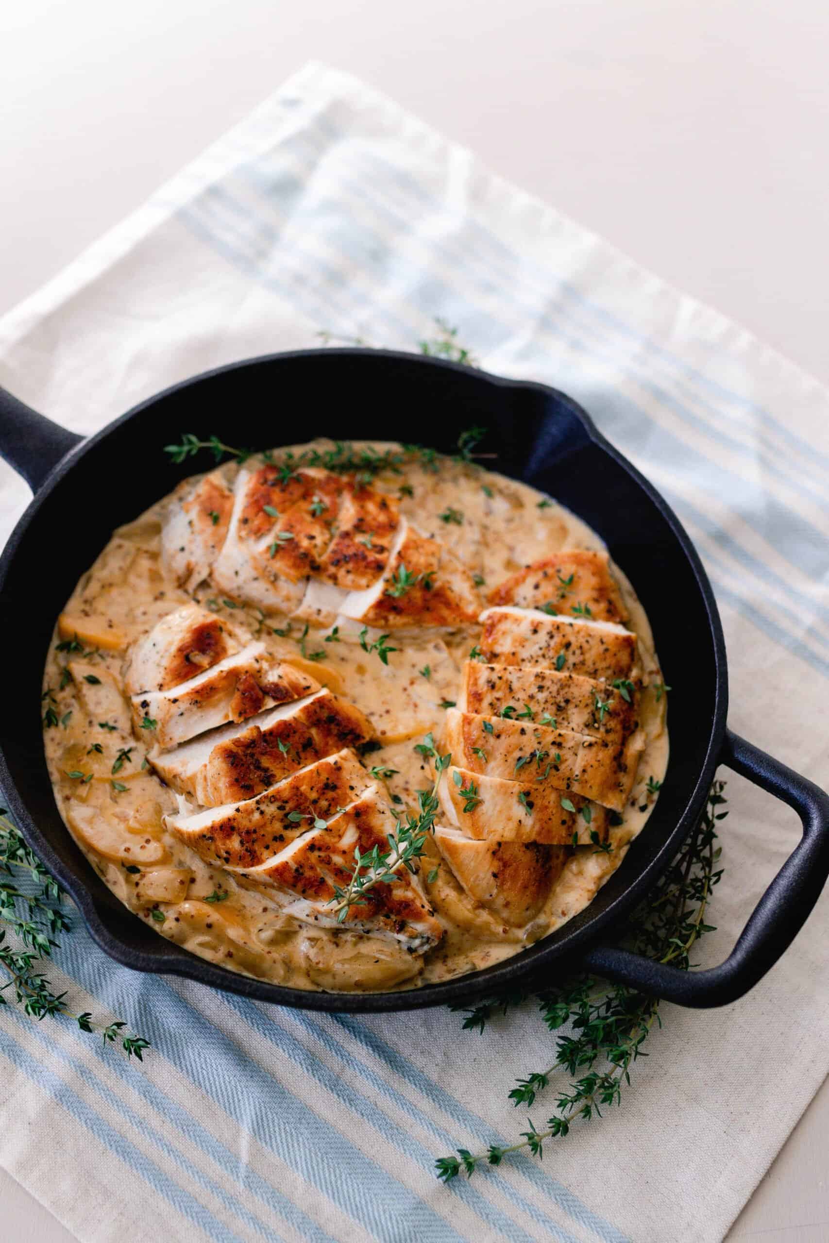 One Skillet Creamy Peach Chicken - Farmhouse on Boone