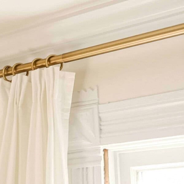 ikea curtain hack using ikea rivta curtains with pleats hung with brass curtain clips on a brass pole