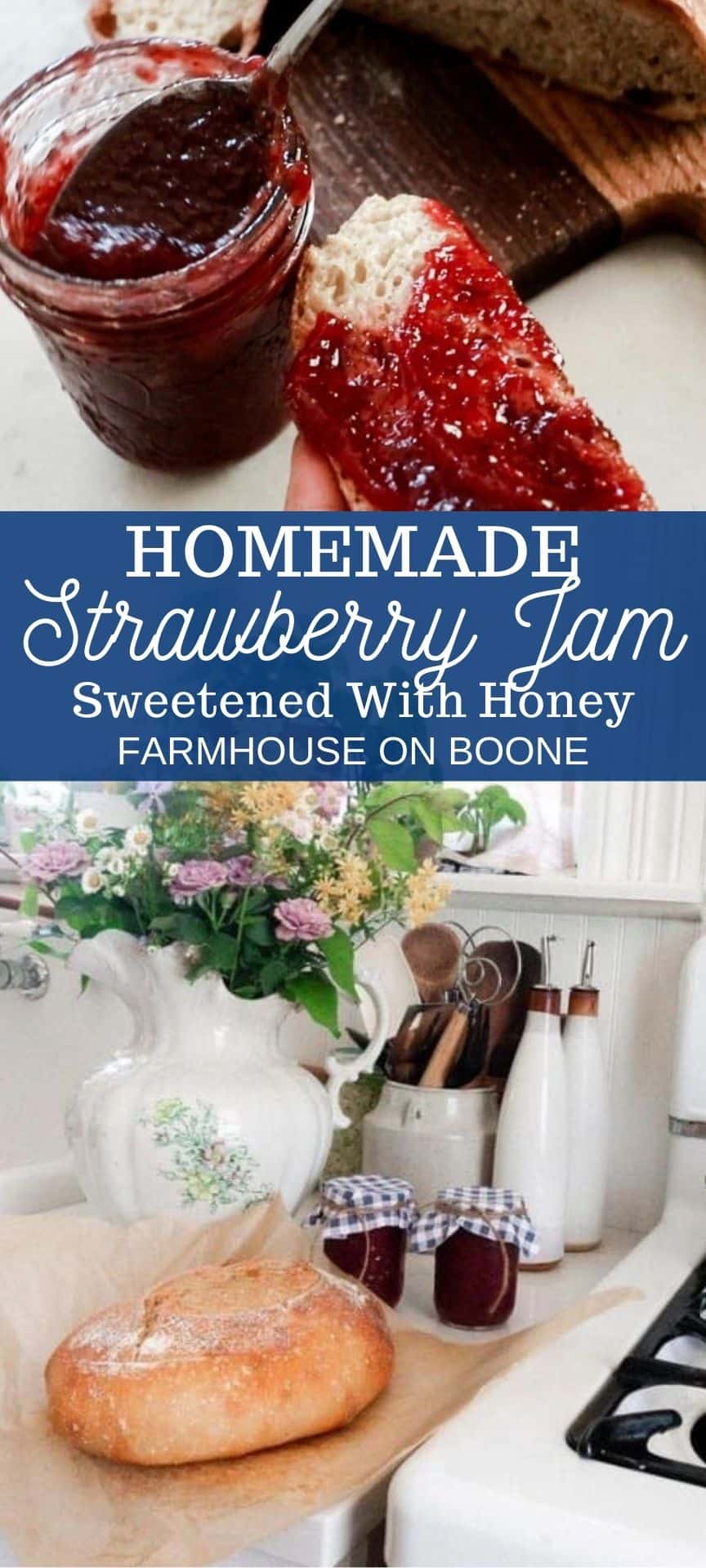 Homemade Strawberry Jam Sweetened with Honey Farmhouse on Boone