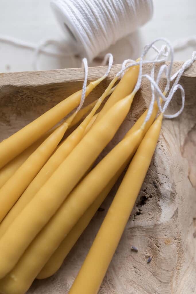 How to make Dipped Beeswax Taper Candles with Old World Charm - Tidbits