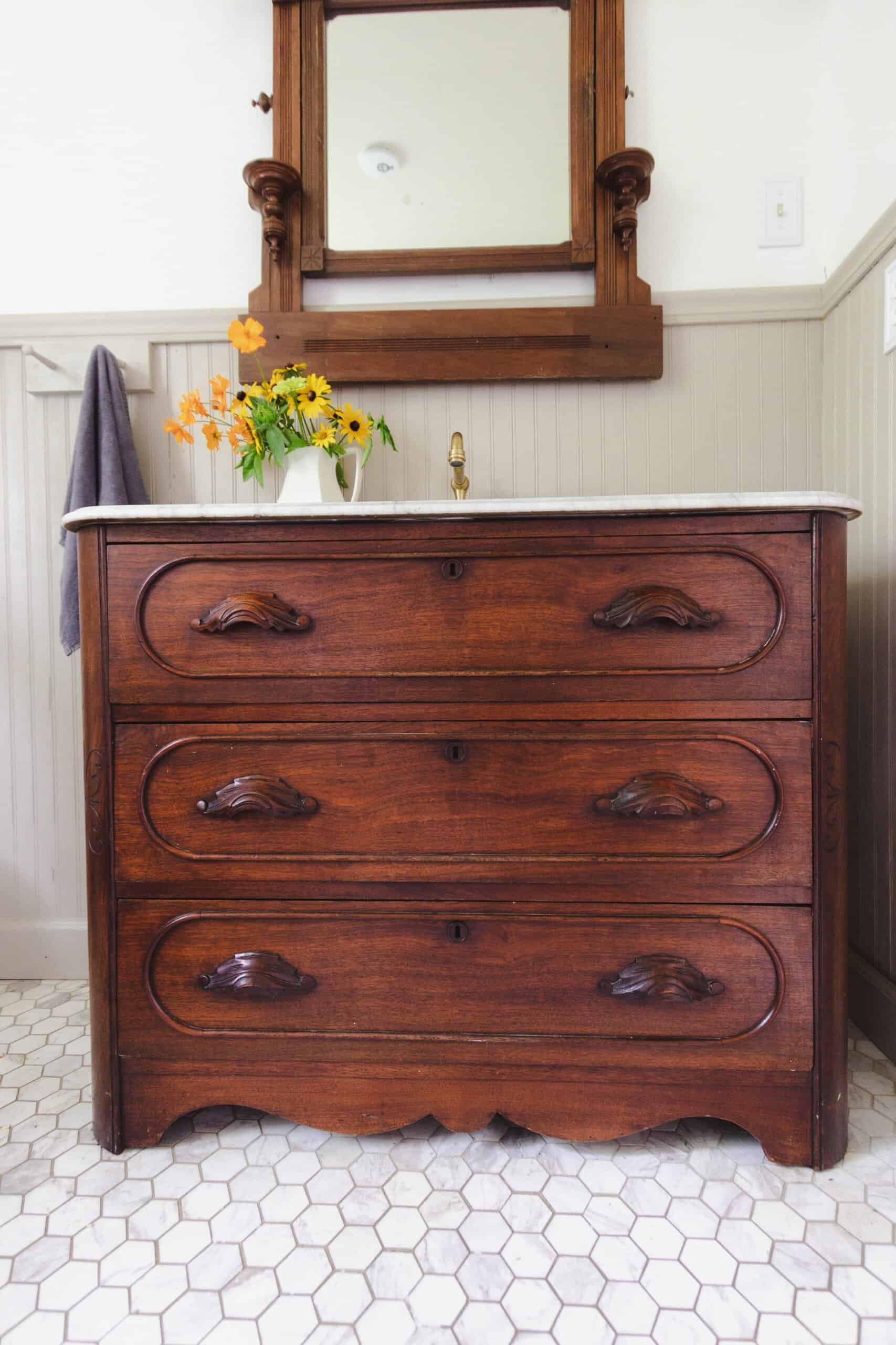 How To Make a Dresser Into a Vanity Tutorial - An Oregon Cottage