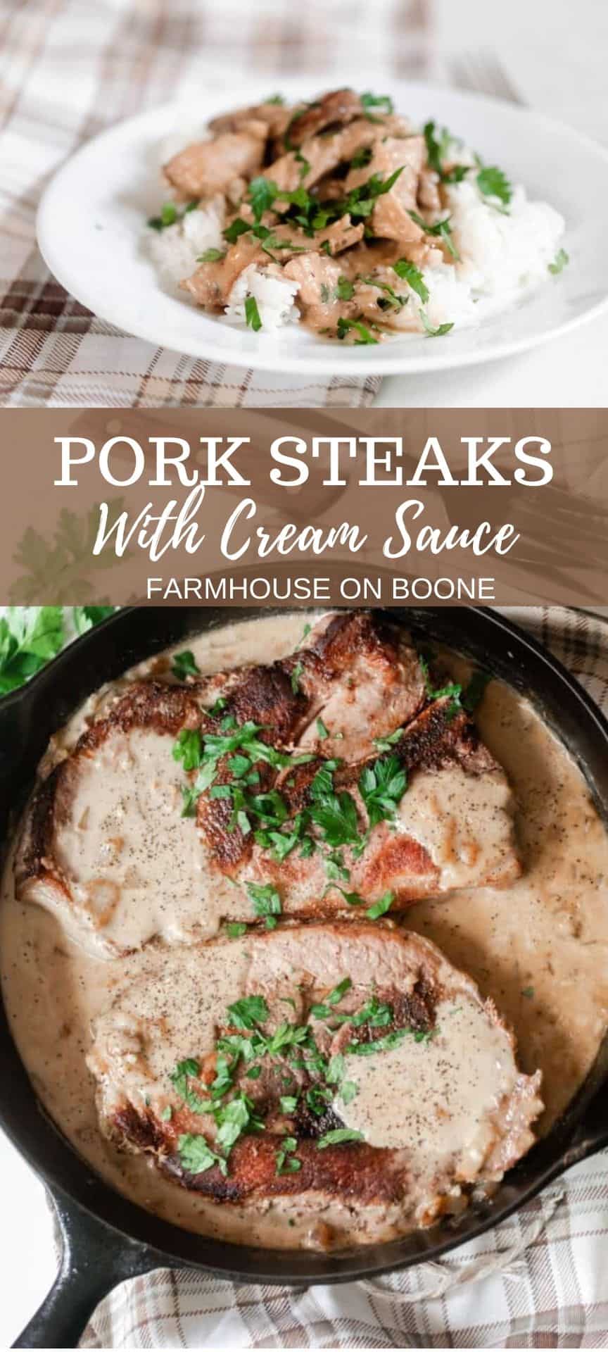 Pork Steaks With Creamy Onion Gravy - Farmhouse on Boone