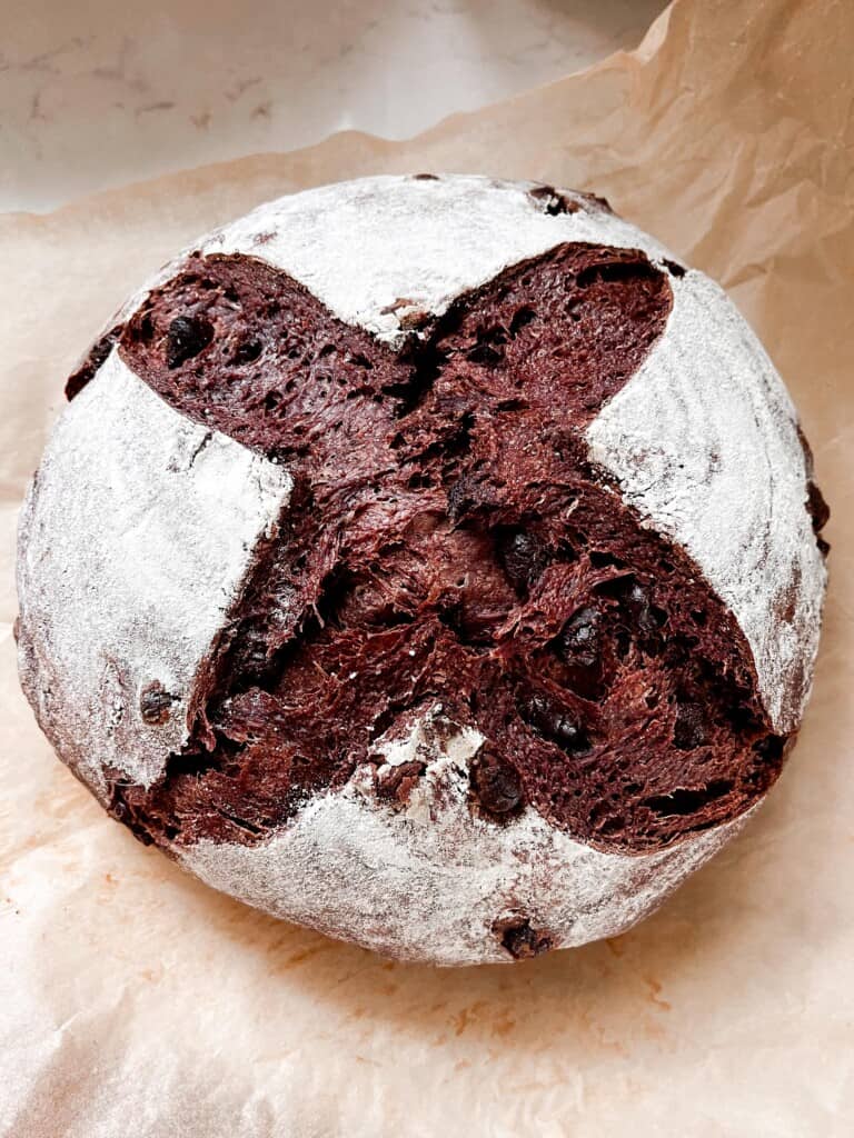 Chocolate Sourdough with Chestnuts and Chocolate Chips
