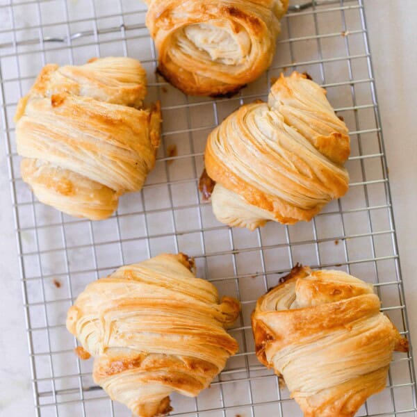 overhead photo of 5 sourdough crois