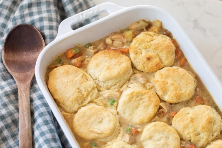 Best Chicken Pot Pie Recipe With Sourdough Biscuits - Farmhouse on Boone