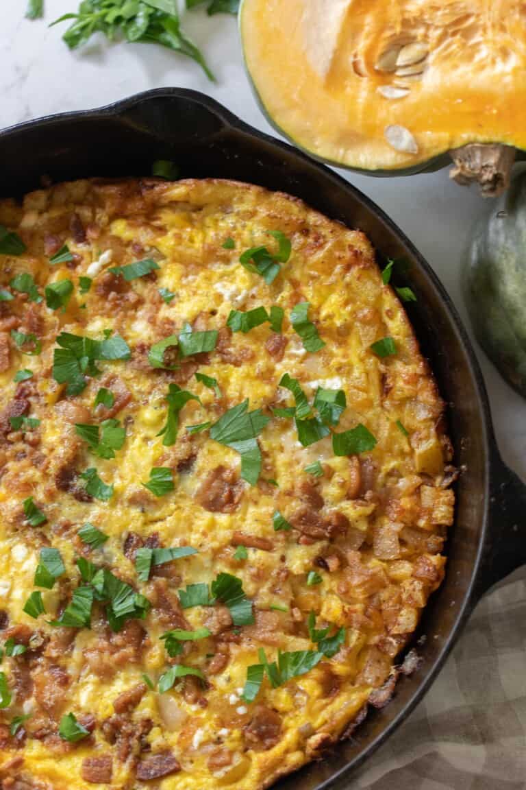 Easy Pumpkin Frittata Recipe With Bacon And Feta - Farmhouse On Boone