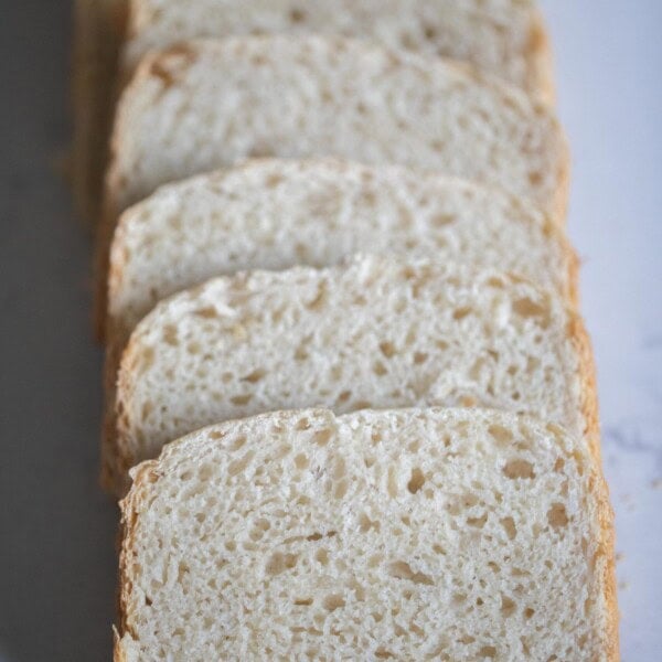 Slices of a pain de mie loaf