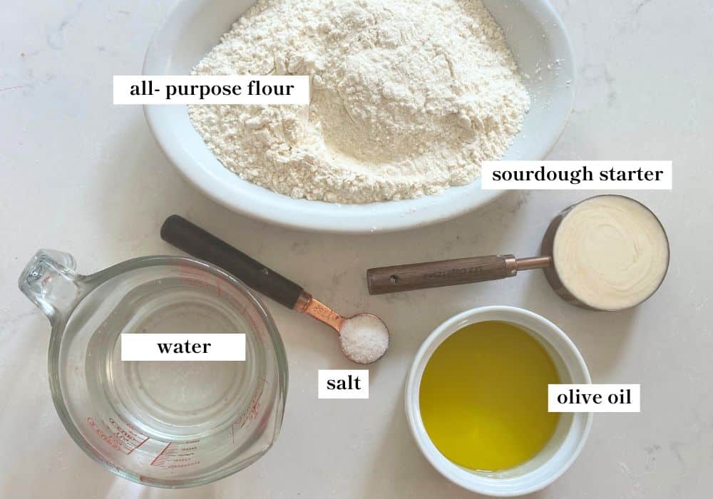 Ingredients on a countertop. 