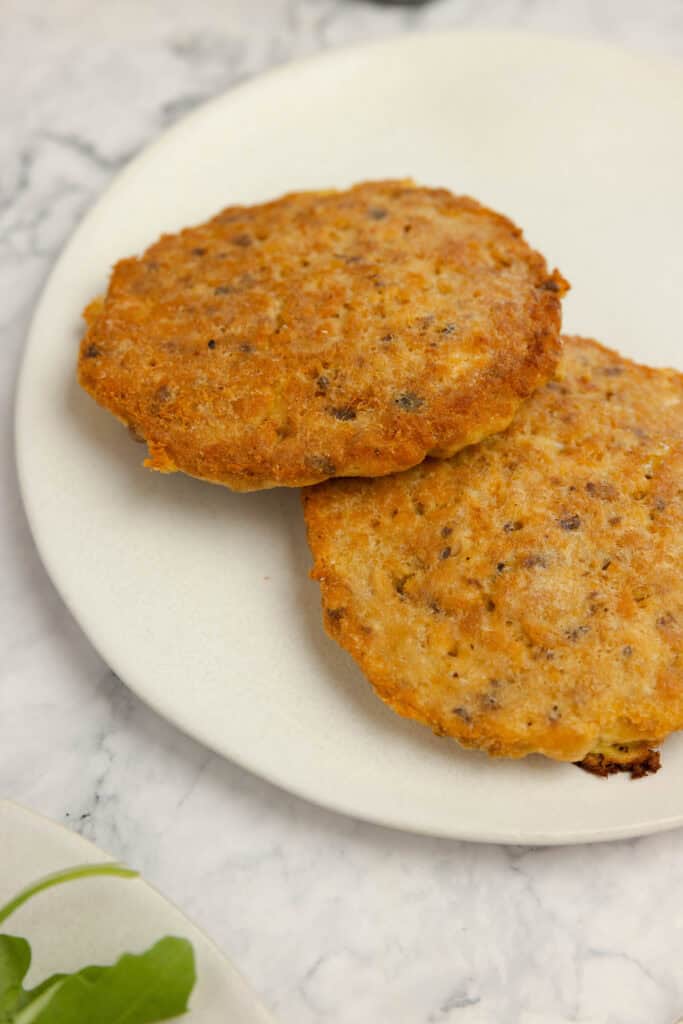 Salmon croquettes on a plate.