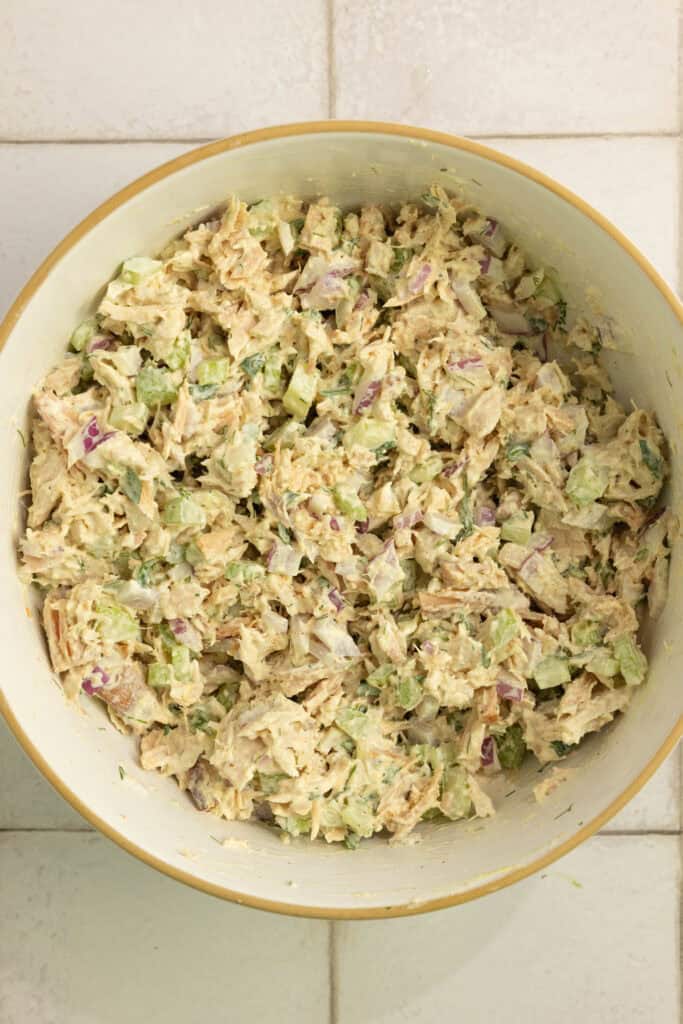 A large bowl of tuna salad.