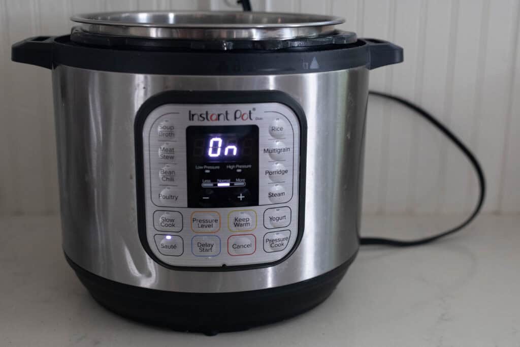 An Instant Pot that says on.