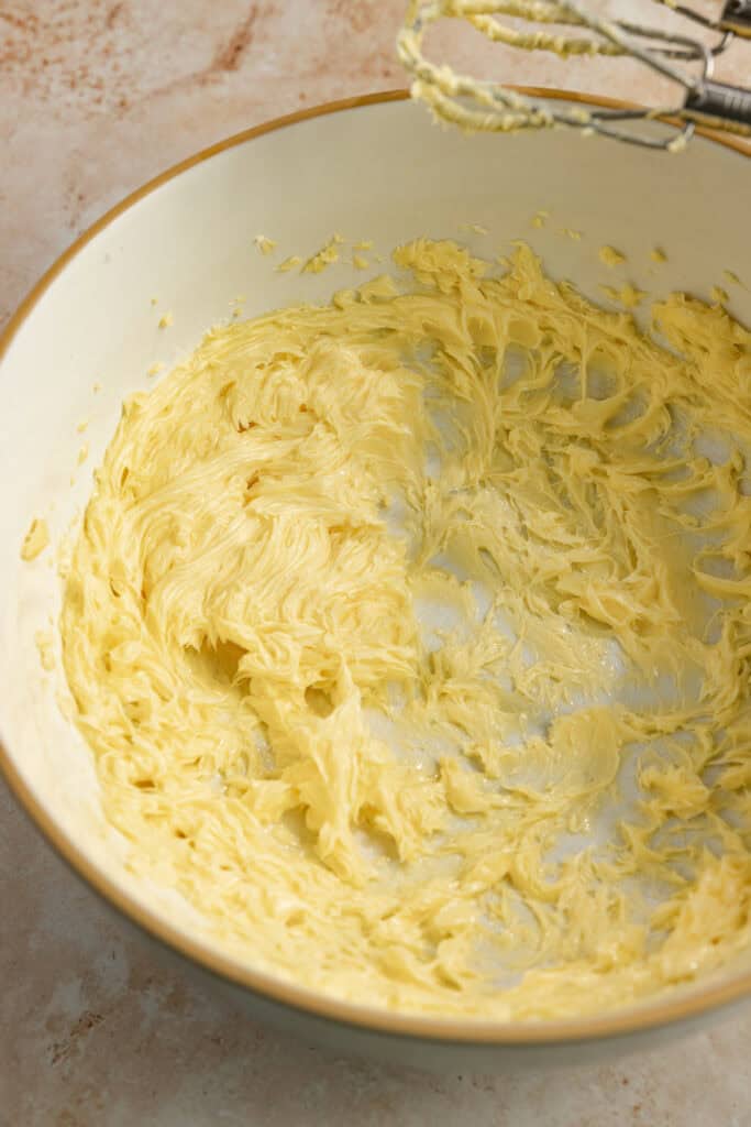 Butter whipped in a bowl.