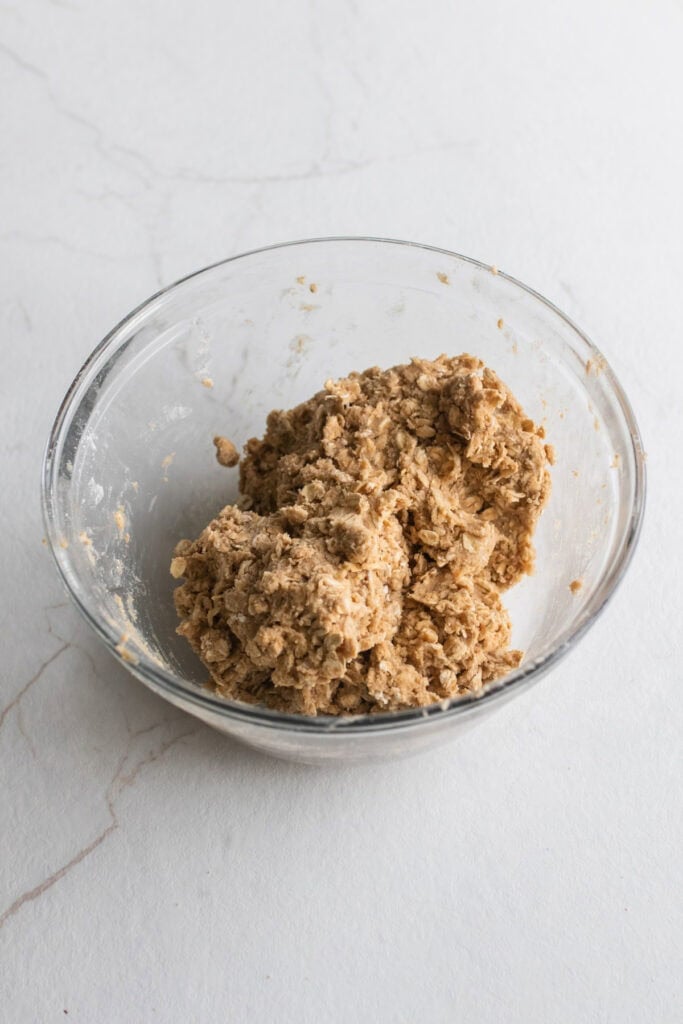 Butter added to the dry ingredients to create a dough.