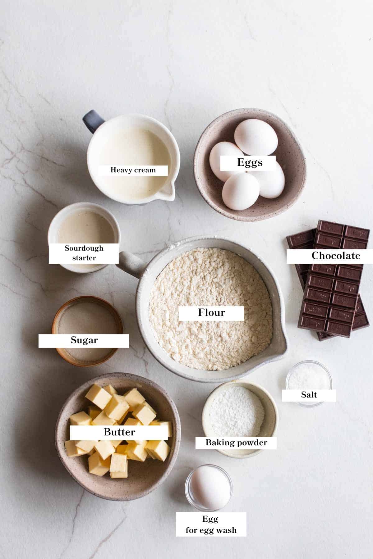 Ingredients laid out on a white countertop. 