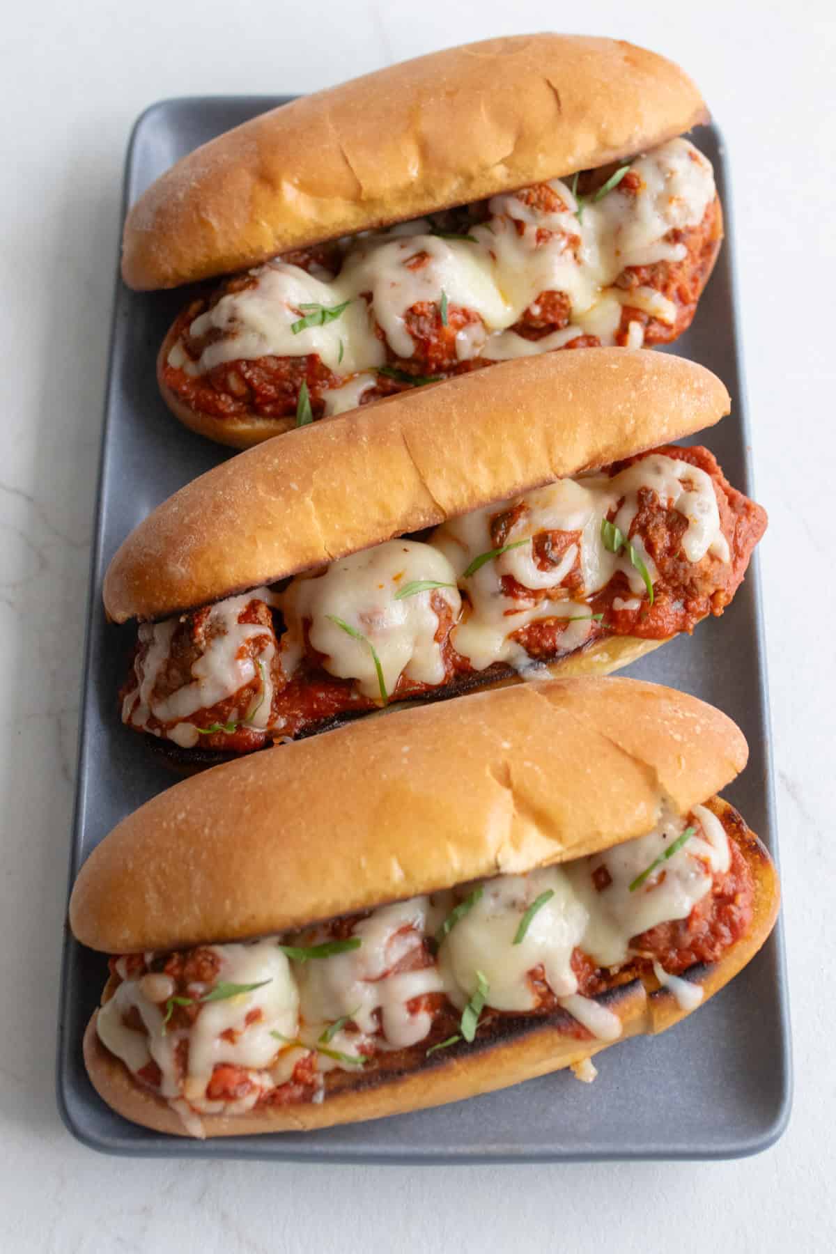 Three meatball subs in a row. 