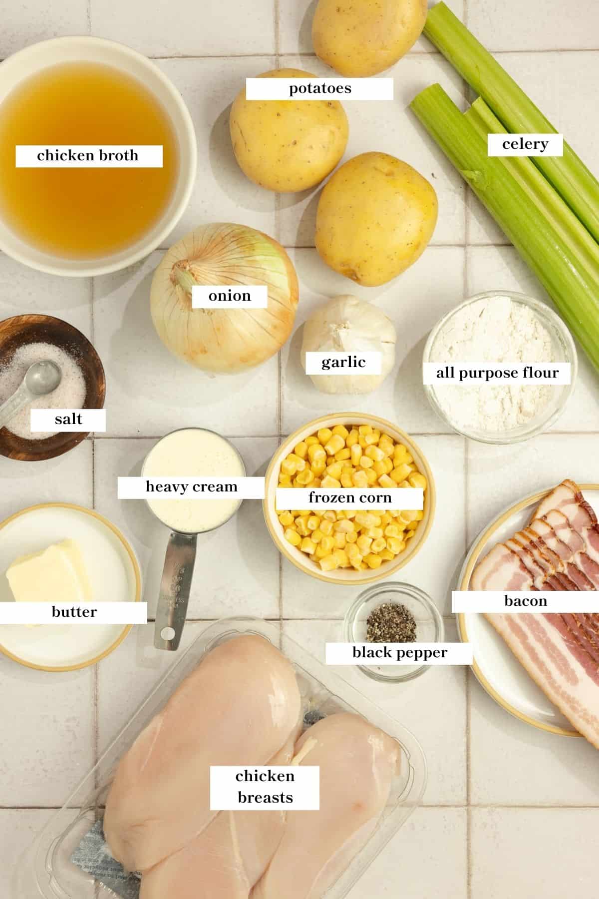 Ingredients on a counter top. 